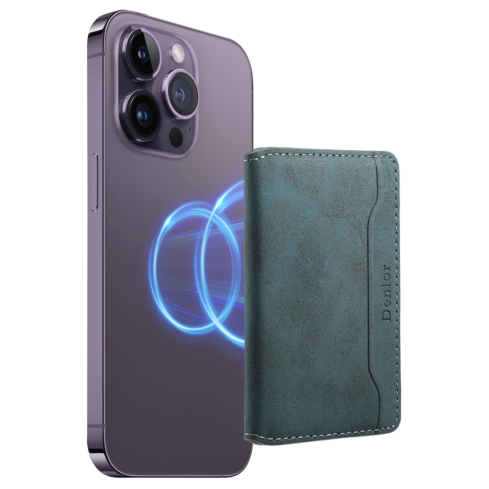 

D20 Ретро Текстура Шкіряна Кишеня для Карт Тримач для Карт на Магніті на Спинку Телефону Сумісний з MagSafe Blue