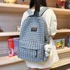 College Style Backpack Women's Large-capacity Student Schoolbag Niche Plaid Travel Leisure Backpack New
