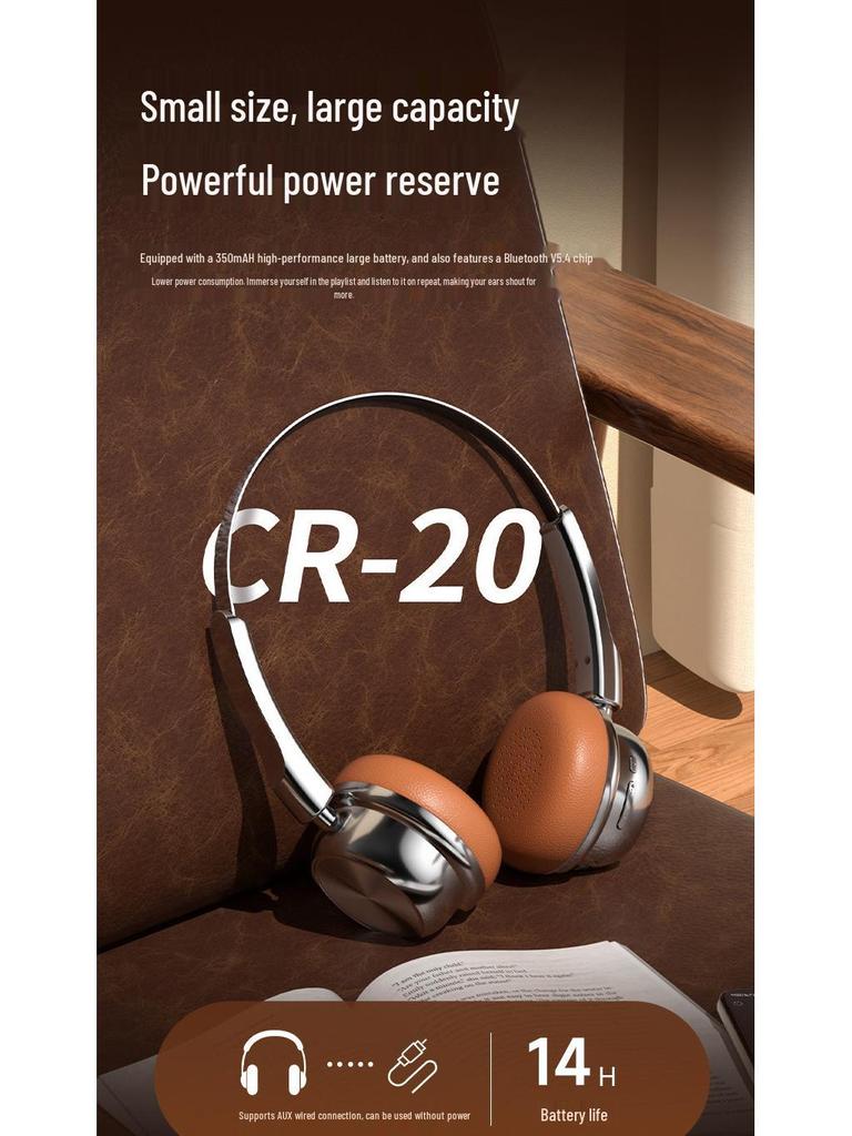 Retro Fashion CR-20 Myllard Bluetooth 5.4 Over-Ear Headphones with Super Long Battery Life