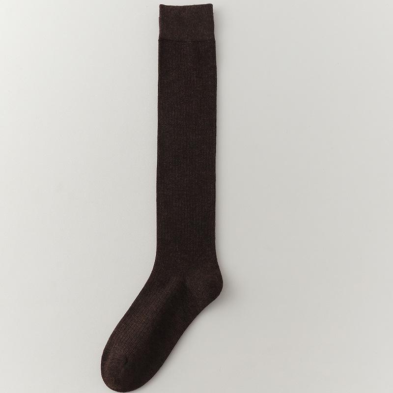 Encore Burgundy Wool Socks - Women's Retro Style, Versatile, Boneless, Calf-Length for Autumn and Winter