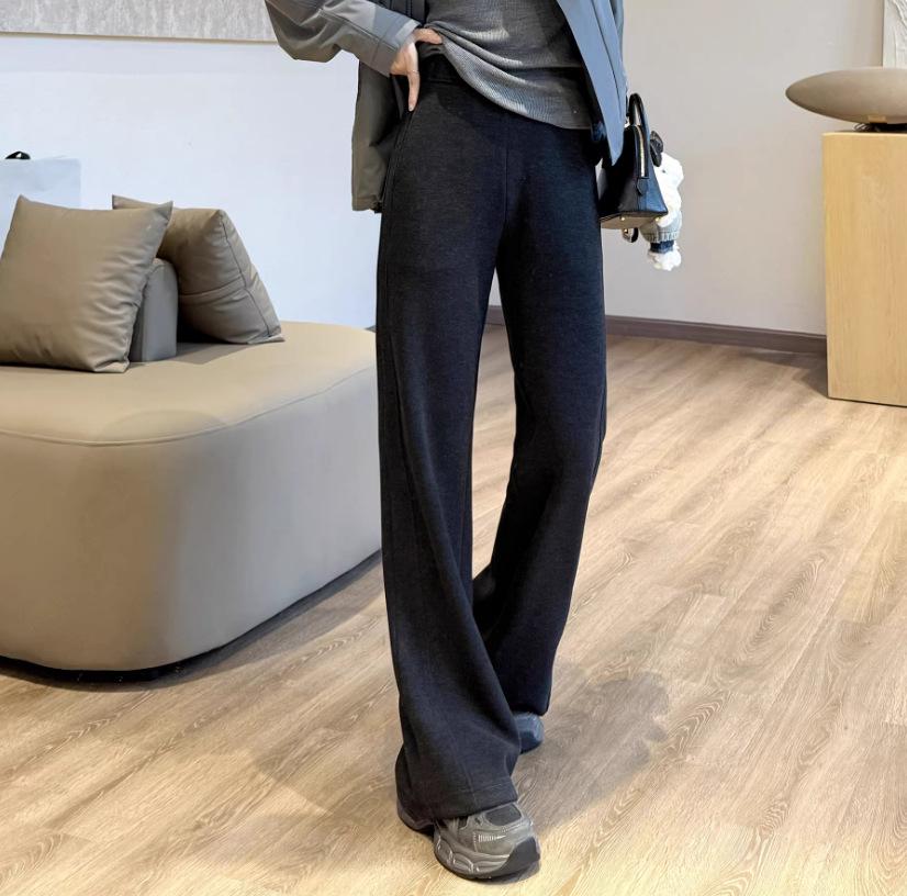 KM1225 Autumn/Winter Minimalist Wool Flare Pants - Slimming Casual Style Medium