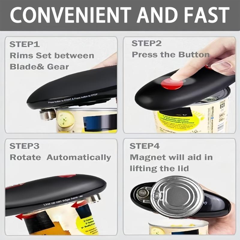 Automatic Can Opener For Kitchen Single Touching Operation Portable Tool Battery Operated Safety Grip ABS Bottle Opener