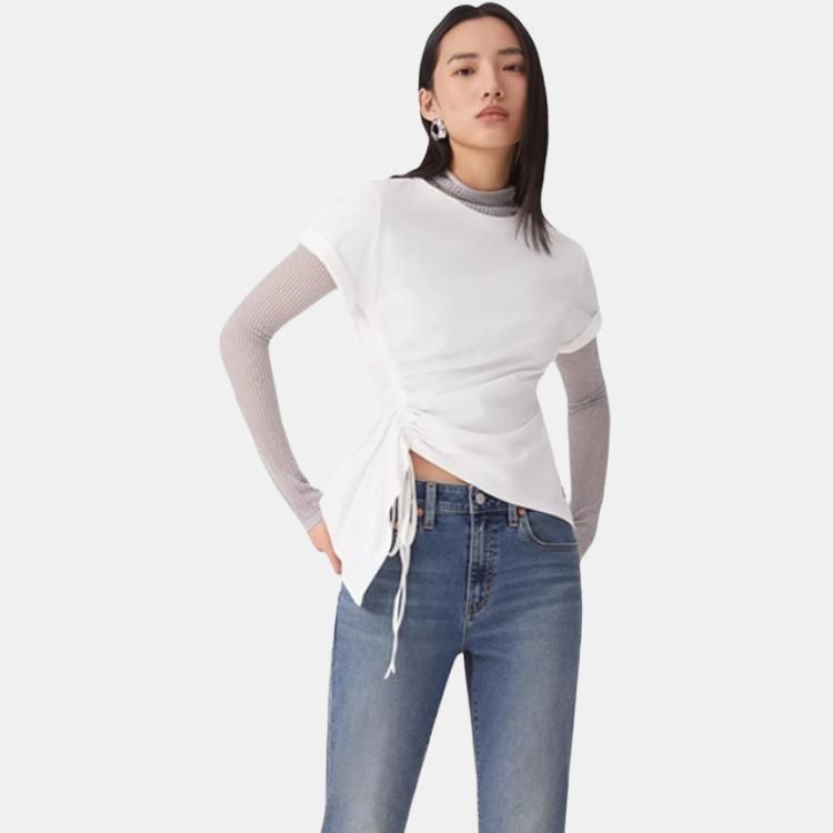 Levis SS25 Commuting Minimalist Solid Color Short Sleeve Regular T-Shirt Women Tops White 002YT-0000