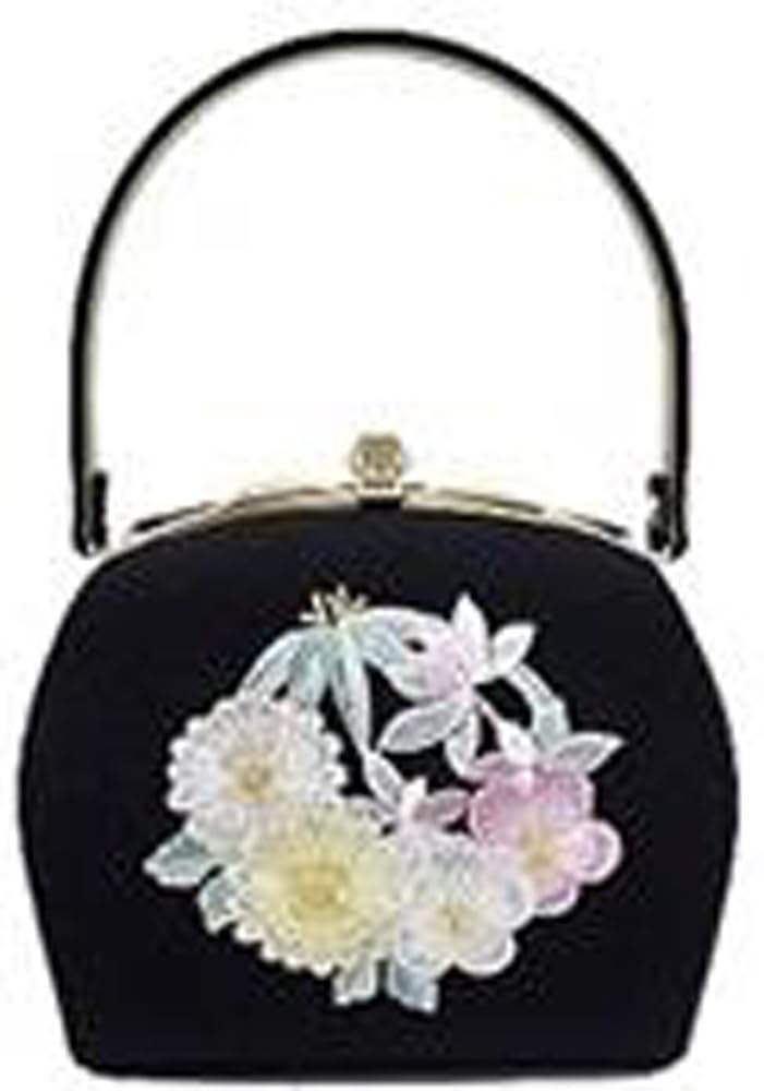 Ando Handbag with Four Gentlemen Japanese Style with Suitable for Entrance and Black JBA-1 Women's Embroidery, Handle, Weddings, Graduations,