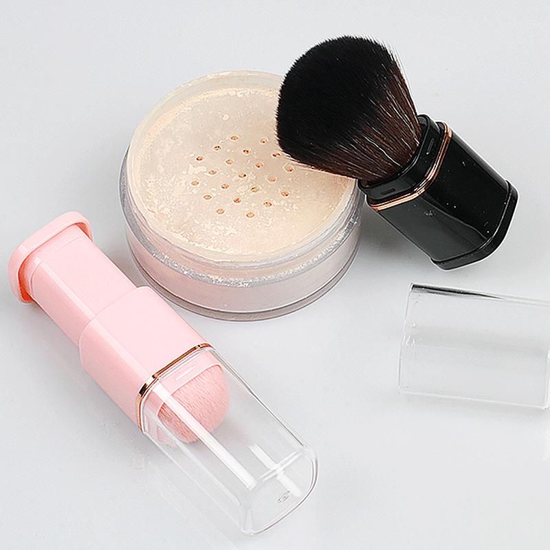 Pincel Cosmético Retrátil Mini Portátil para Pó Facial Blush Iluminador Cerdas de Fibra
