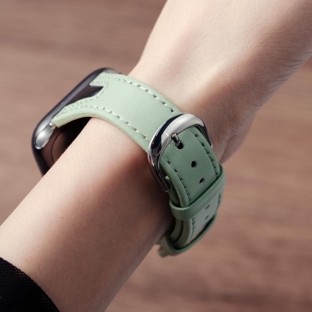 Leather Band for Apple Watch Series 11 10 9 8 7 6 5 4 SE Slim Strap for Iwatch 38mm 40mm 41mm 42mm 45mm 49mm Two Color Bracelet