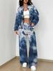 Color Tie-Dye Autumn And Winter New European And American Women'S Clothing Striped Printing Suit Women