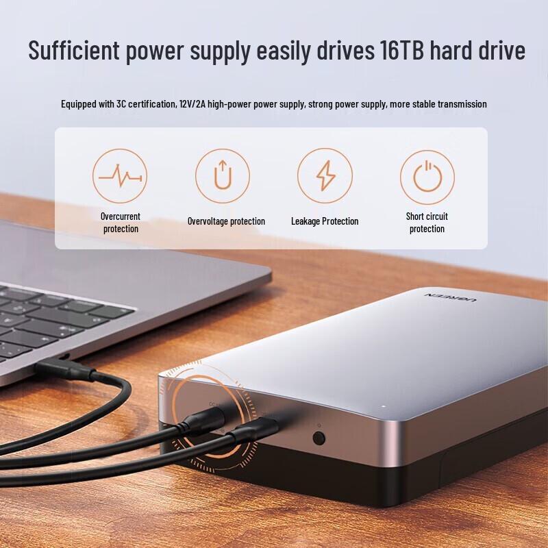Ugreen USB-A auf Typ-C 2,5/3,5 Zoll externes Festplattengehäuse