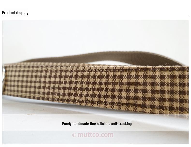 Innovative Coffee Plaid Dog Leash & Collar Set UDL-072