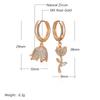 Rose Gold Color Asymmetrical Big Drop Earrings For Women Full Shiny Natural Zircon Accessories Daily Fine Jewelry
