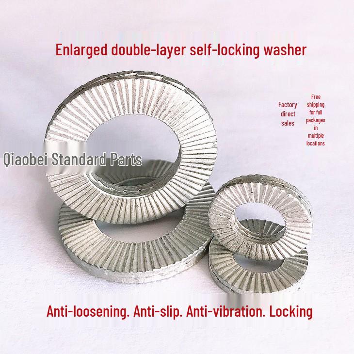 65 Starke beidseitig verzahnte selbstsichernde rutschfeste Unterlegscheibe, Dacromet-beschichtet, Doppelpaket verklebt, DIN25201 Standard.