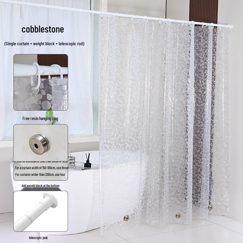 High-Transparency Waterproof EVA Shower Curtain, Mildew-Proof, Antibacterial, Splash-Resistant