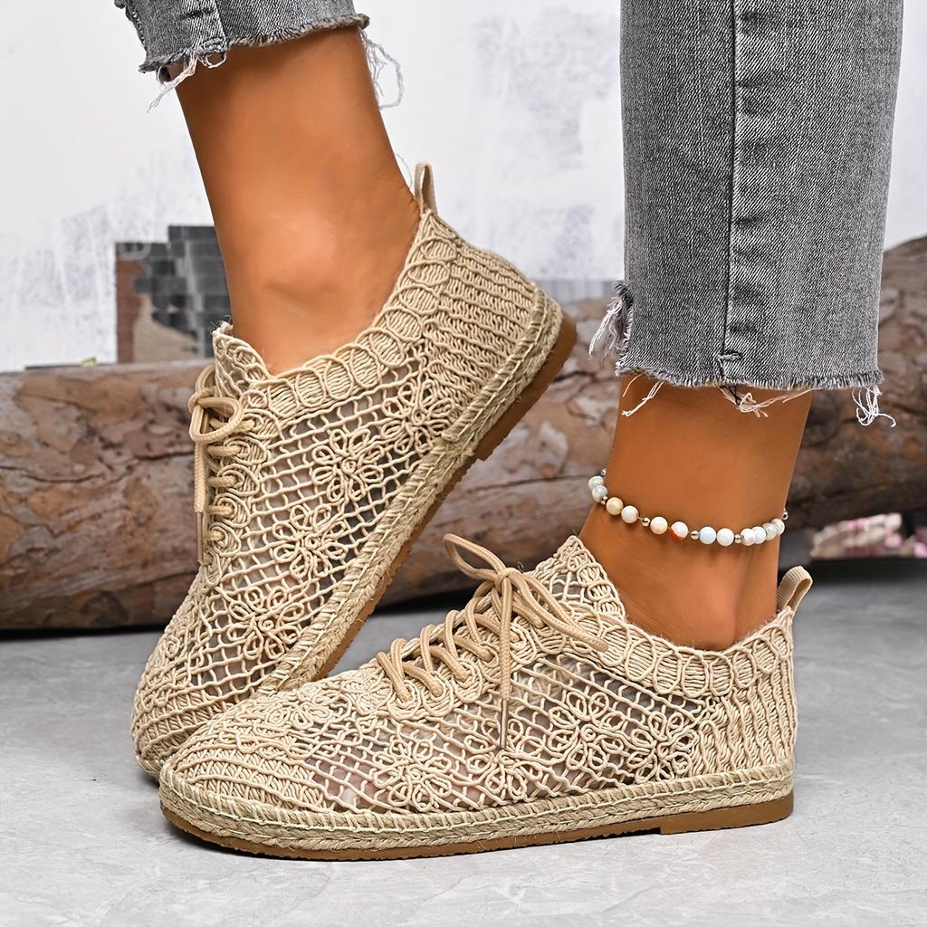 Women's Lace-Up Knit Moccasin-Style Shoes