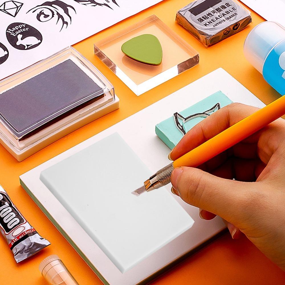 Thin Engraving PVC DIY Eraser Block Color Options Stamp Carving Block  DIY Handmade Stamps белый