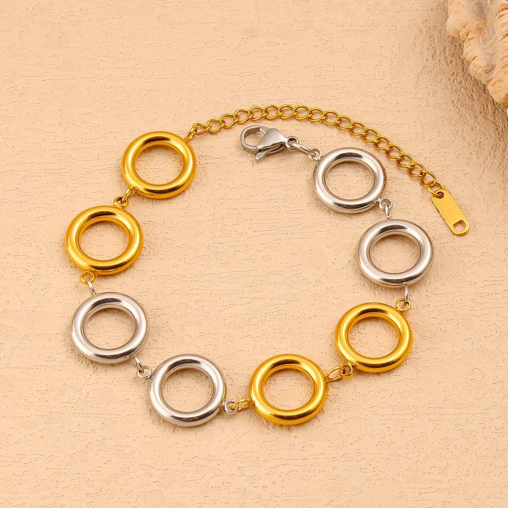 18K Gold-Plated Geometric Minimalist Bracelet - Stainless Steel Hollow Spliced Design