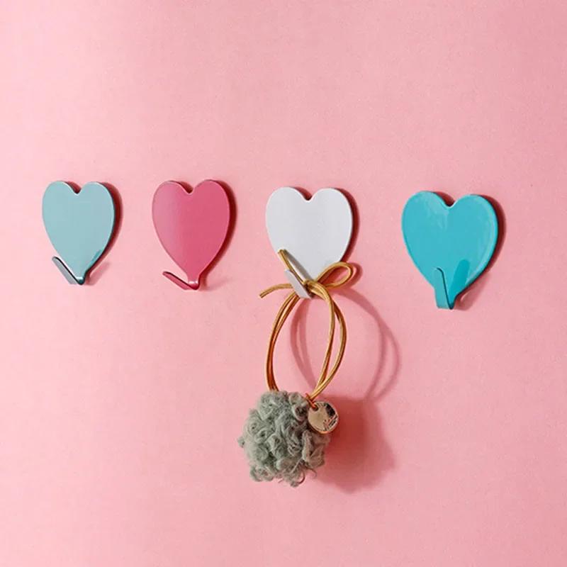 Creative Heart-shaped Hook Girly Heart Pink Love Peach Heart Stainless Steel Hook Soft Girl Room Decoration Hooks Accessories
