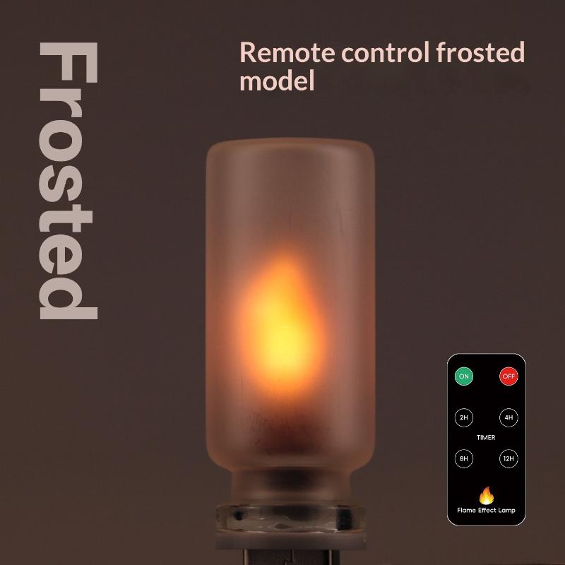 1 Set Simulated Flame Usb Flame Flickering Led Frosted Clear Glass Candle Night Light With Remote Control For Car Home Decor