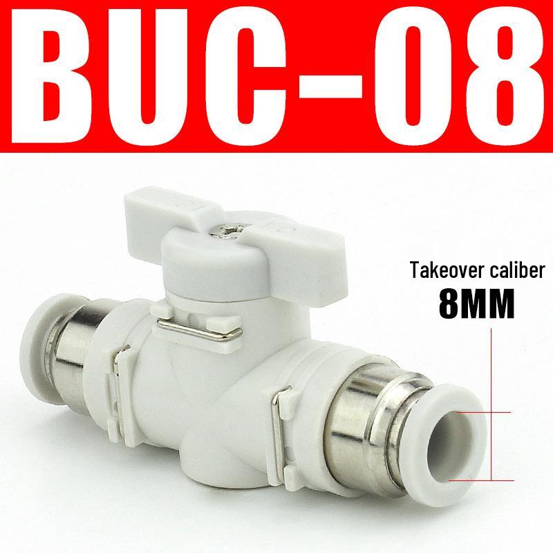 Pneumatic BUC-6-10 Hand Valve: 8mm Air Hose, 12mm Manual Straight Valve with Quick Connect Fitting