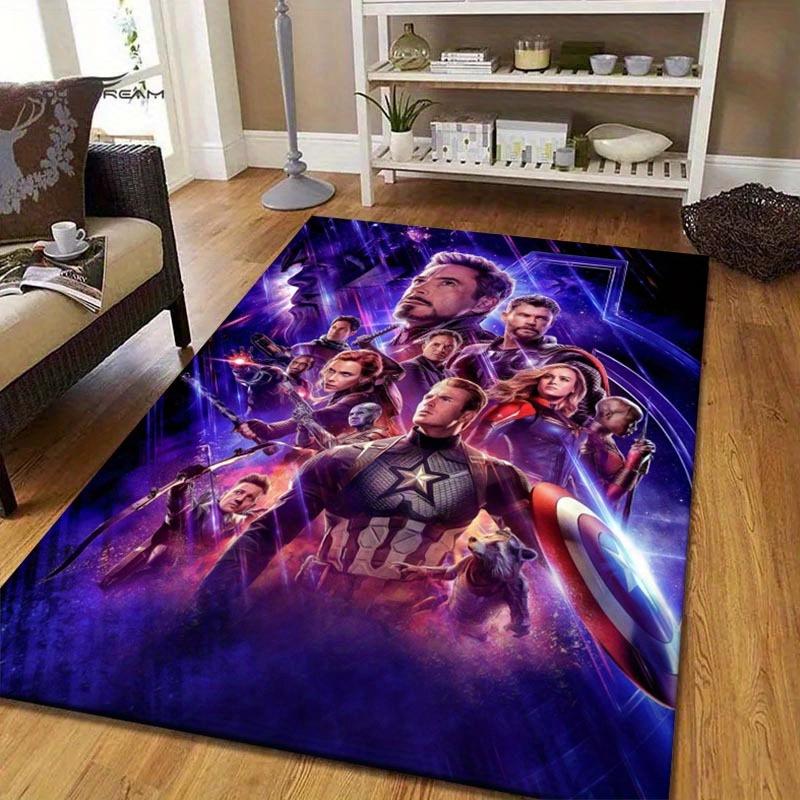 1pc Avengers Pattern Area Rug Soft Flannel Floor Mat for Living Room, Office, Bedroom and Carpet, Sofa Coffee Table Floor Mat