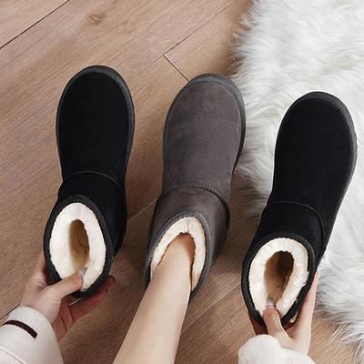 Snøstøvler Dame Short Tube Plysj og tykk isolasjon Bomullssko Anti-Slip Vinter Nye Sko Kvinne Student Koreansk Versjon Damesko