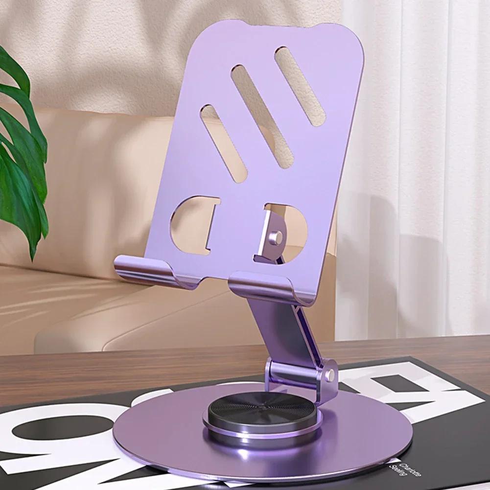 Aluminum 360 Degree Rotation Mobile Phone Holder Universal Adjustable Bracket Folding Double Shaft Design Stable Anti Fall Stand