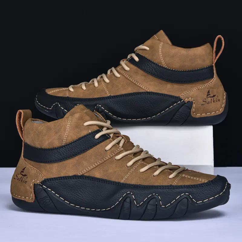 Fashion Leather Casual Shoes Sneakers for Men Fashion Outdoor Walking Loafers Shoes Comfortable Footwear Luxury Man Boots 2025 Size 48