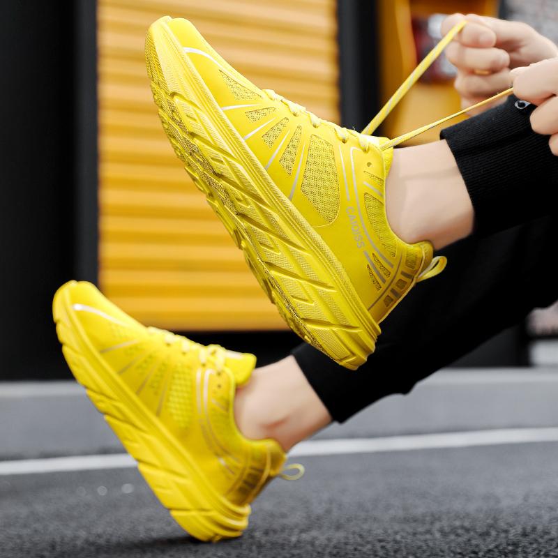 Men’s Black Sports Shoes Women White Running Sneakers Students Over Sized Basketball Shoes Couple Red Yellow Unisex Jogging Shoes