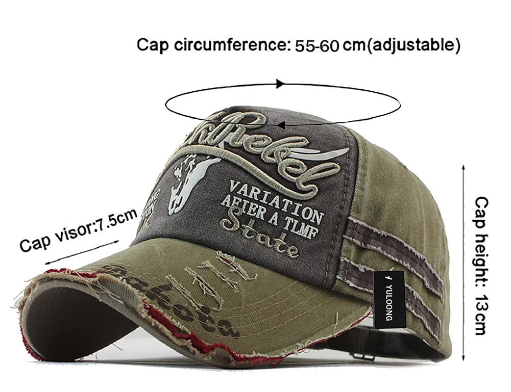 [YULOONG] Retro Cotton Baseball Cap Denim Retro Sun Cap Embroidery Classic Casual Sports Hip Hop Cap Suitable for Men and Women Adjustable