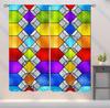 Stained Glass Curtains, Retro Colorful Style Art Printed Window Drapes for Bedroom Living Room Kitchen Decor Fabric 2 Panels