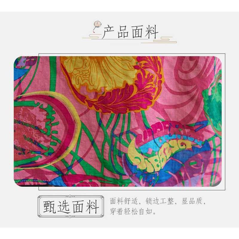 Large Size Summer Vintage Floral Loose Dress Flowing A-line Dress Women