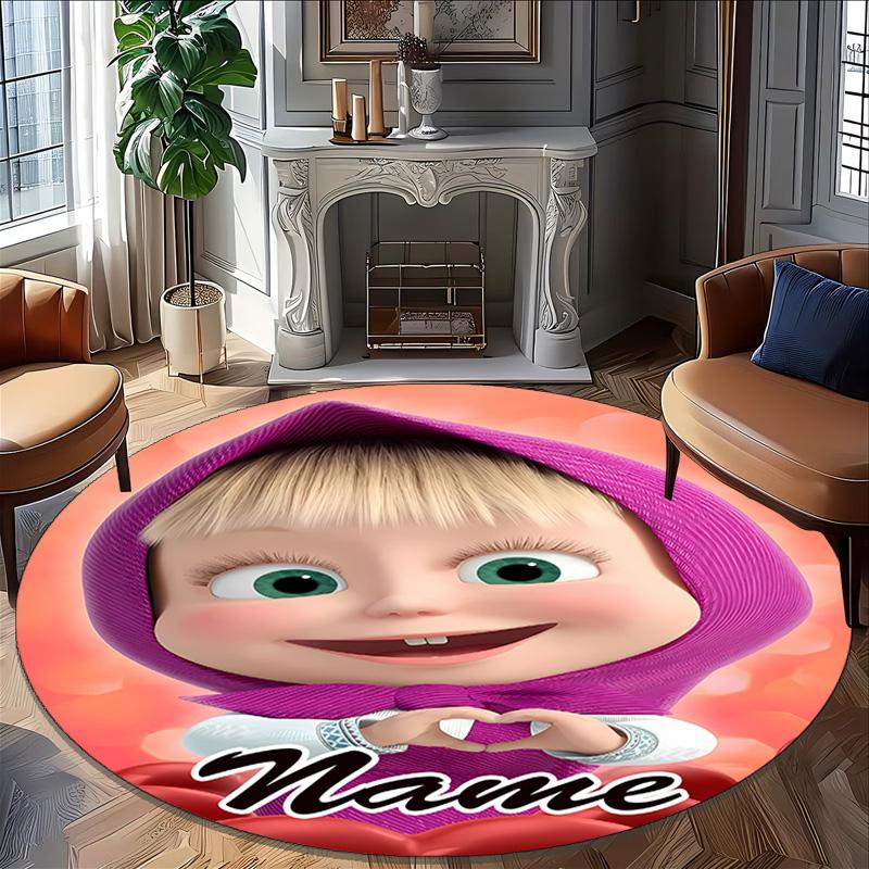 Personalized M-Masha and the Bear Round Chair Office Rug - Perfect for Mat, Office Chair & More - Ideal Gift for Birthdays and Holidays