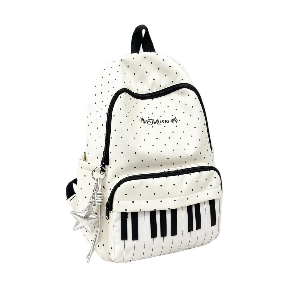 Piano Pattern Backpack for Teen Girls High School Students Cute Versatile Campus Travel Bookbag