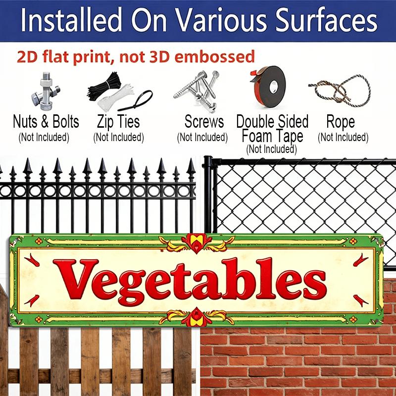 2D Flat- 1pc Vintage Vintage Vegetables Aluminium Decorative Sign |High-Quality Aluminum, Durable UV and Corrosion Resistant, Ideal for Cafes, Bars