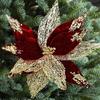 Fleurs de Poinsettia en Tissu à Paillettes de Noël 11 Pouces Grandes Artificielles à Paillettes Ornements d'Arbre de Noël pour Mariage Fête de Fin d'Année