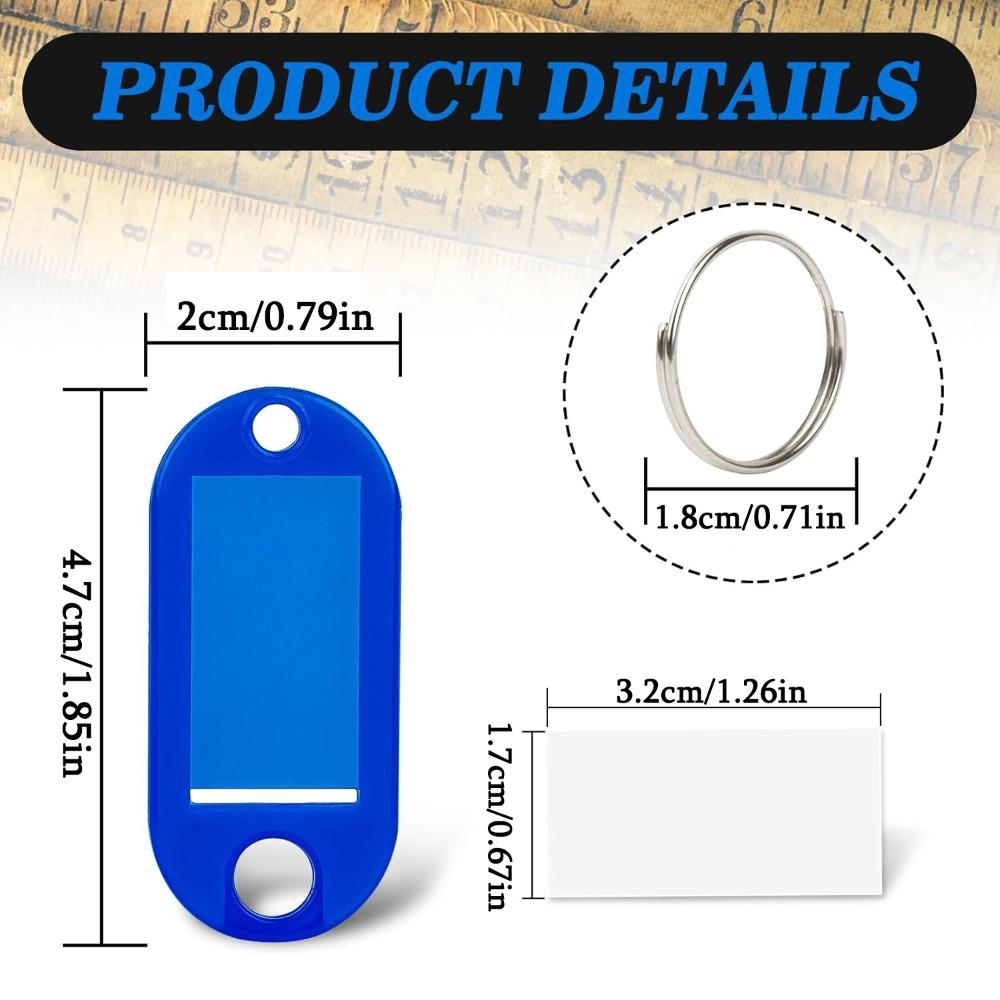 100pcs Plastic Key Tags Key Labels with Ring and Label Window Key Chain ID Tags Key Identifiers for Name Luggage 10 Colors Key Ring Tags