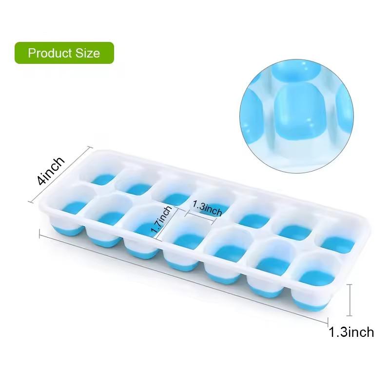 14 Fächer Eiswürfelformen Wiederverwendbare Silikon-Eiswürfelform Fruchteisbereiter mit abnehmbaren Deckeln Küchenwerkzeuge Gefrierschrank Sommerform