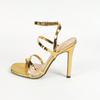 Damen Square Head Cross One Word mit Knöchelriemen Stiletto Sandalen Damenschuhe Party Goldene Absätze