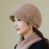 Wool Hat Women's Autumn and Winter Velvet Warm In the Elderly Mother Hat Ear Protection Cold Thickened Foreign Gas Knitted Hat
