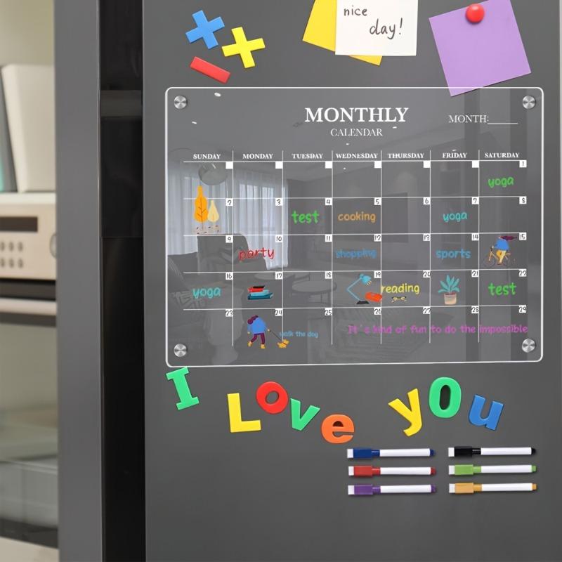 Clear Dry Erase Board Acrylic Magnetic Erase Calendar Whiteboard Fridge Magnet Planner Board Reusable Memo Bulletin Whiteboard