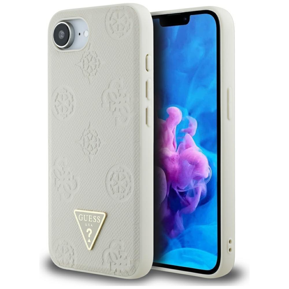 Etui Guess Grained Hot Stamp Peony       Triangle Logo Magsafe Do Iphone 16E Beżowy