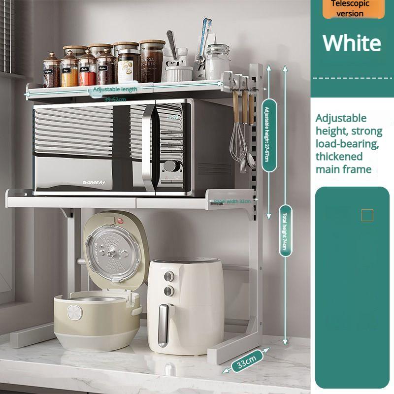 Table Top Multi-Layer Retractable Microwave Oven Thickened Storage Rack Kitchen Household Storage Oven Pot Rack Partition Rack