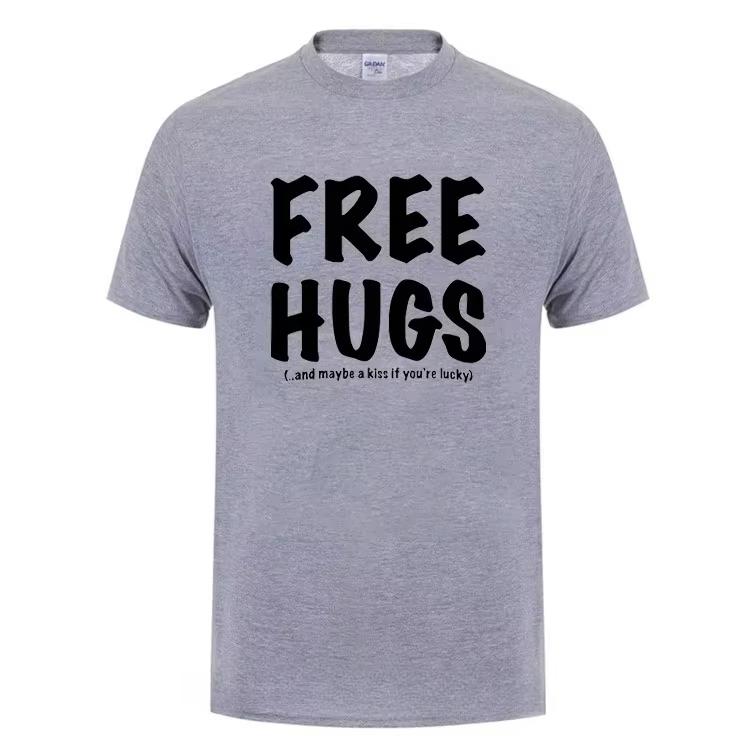 2026 Hot Sale Free Hugs Printing T Shirt for Men Women Summer Tops Tee O Neck Short Sleeve Fashion Cotton T-Shirt Tshirt Man Brand Casual Clothing