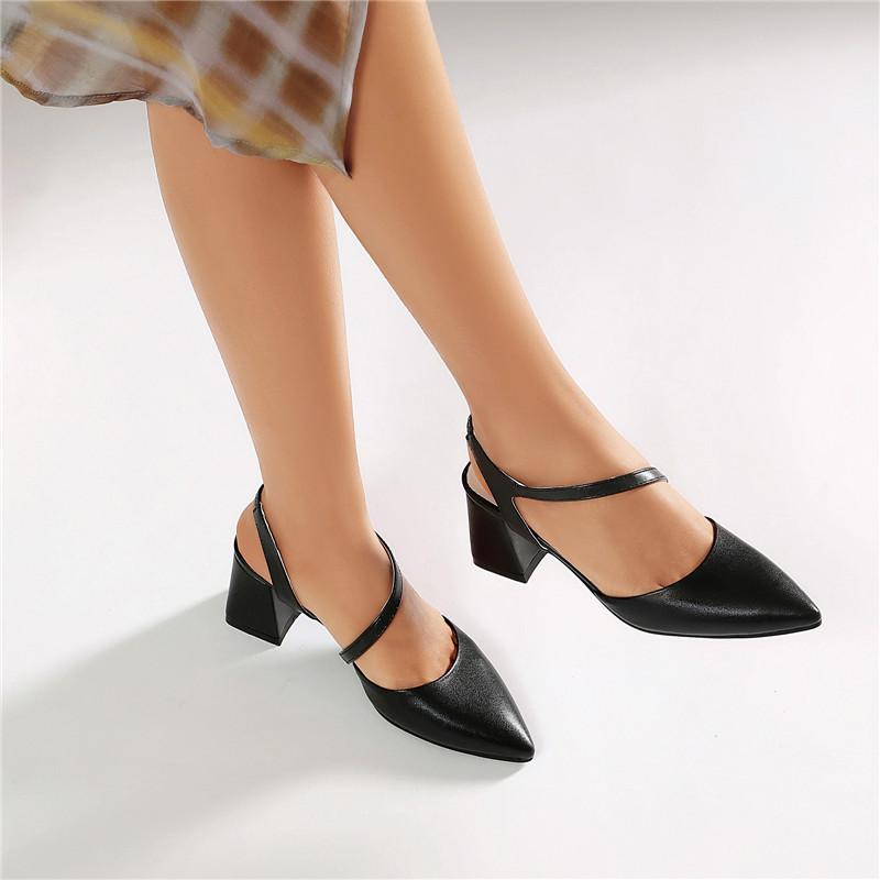Women's High-heeled Sandals Spring and Summer New Simple and Versatile Thick-heeled Large-size Bag Head Sandals