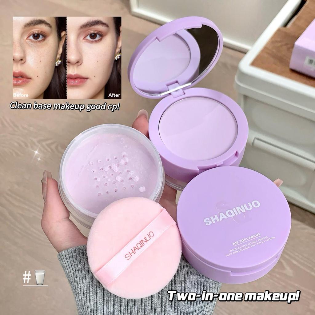 SHAQINUO Translucent Loose Powder Foundation: Long-Lasting Oil Control for Student Parties