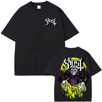 Koszulki Hip Hopowe Zespół Ghost 2025 Nowa Moda Koszulka Damska Męska Odzież Letnia Bawełniane T-shirty Harajuku Estetyczne 100% Bawełna T-shirty