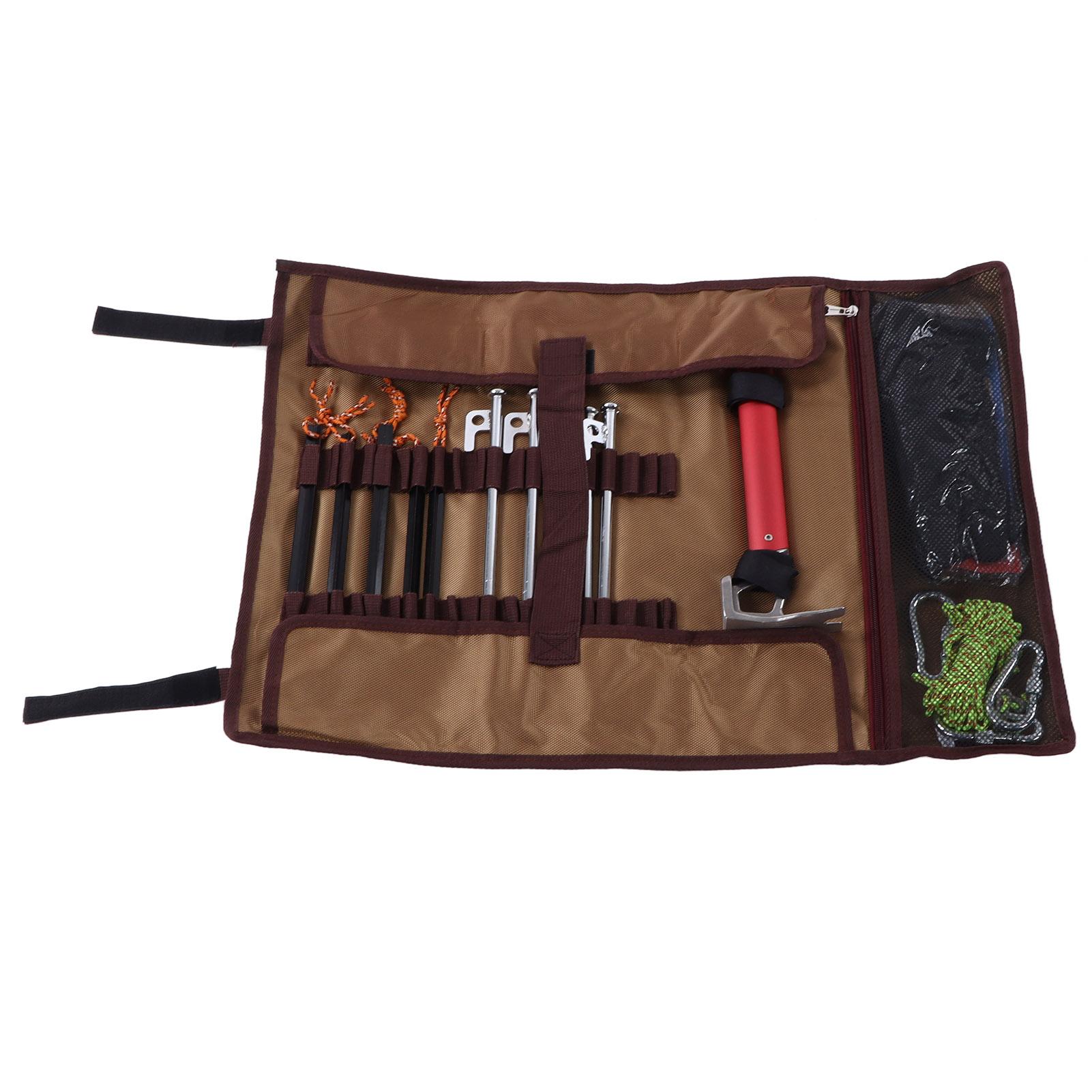 Outdoor Camping Tent Stakes Storage Bag Tent Pegs Nails and Hammer Organizer Holder Case with Stakes Hammer and