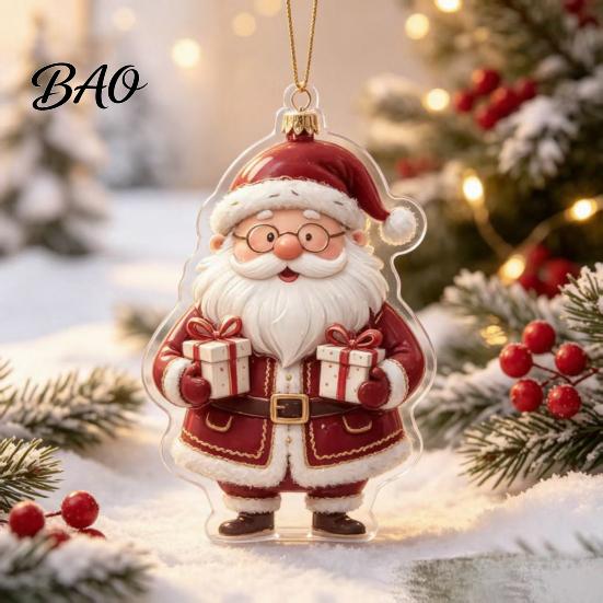 Seasonal Hanging Ornaments for Holidays 2D Flat Acrylic Christmas Ornaments, Decorative Holiday Tree Decorations Lightweight Decor Festivals