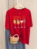 Cocktail Social My Favorite Prints TShirts Women Summer Loose Short Sleeve Tops ONeck Soft T Shirt Basics Casual Woman Clothes