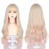 Lolita Wig Female Big Wave Long Curly Hair Full Head Set Type Hanging Ear Dyed Platinum Blonde Wig