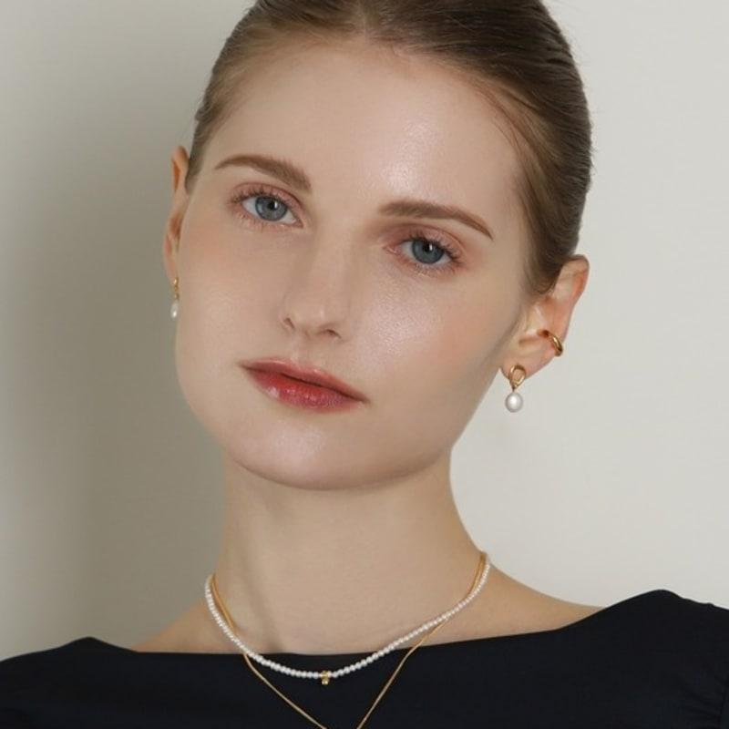 ozel Silver925 Fresh Water Pearl Pebble Earrings PS165E